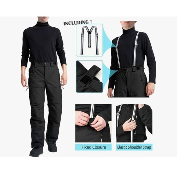 Pioneer Camp Size Large Mens Snow Ski Pants Waterproof Insulated Fleece Lined Sn - Picture 9 of 10
